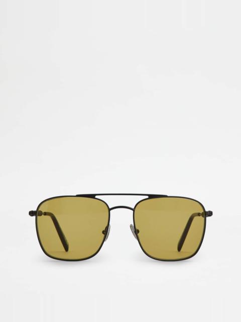 Tod's SUNGLASSES WITH TEMPLES IN LEATHER - GREY