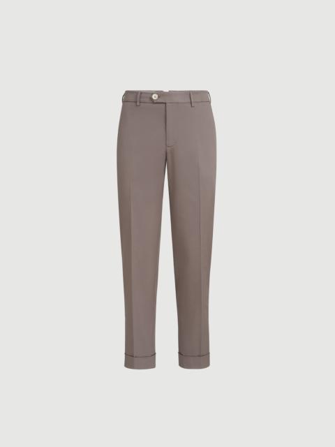 Brunello Cucinelli Garment-dyed Italian fit trousers in American Pima comfort cotton gabardine