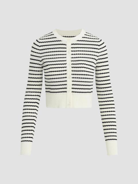 Joe's Jeans Women's Dani Striped Pointelle-Knit Cardigan - Milk Black Stripe