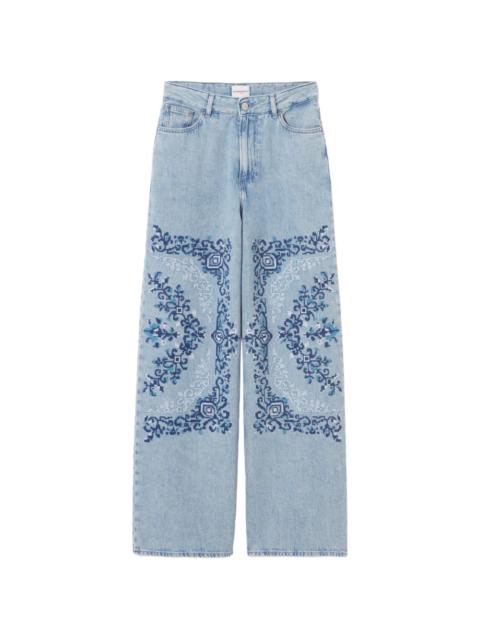 Claudie Pierlot embroidered wide-leg jeans
