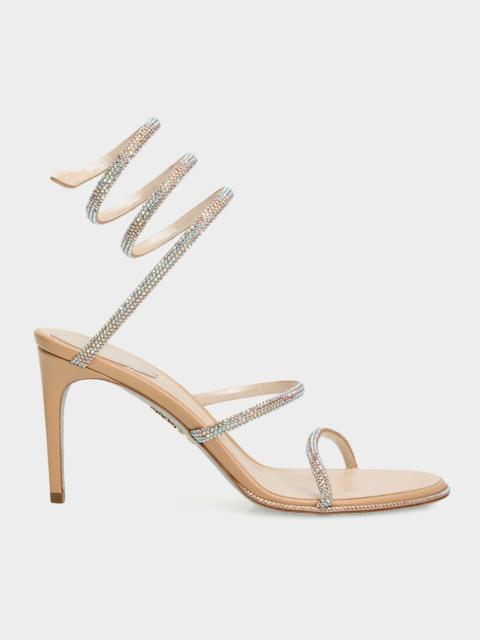 RENE CAOVILLA 80mm Cleo Embellished Leather Snake-Wrap Sandals