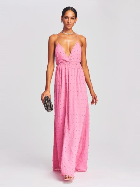 RETROFÊTE ZADIE EMBELLISHED SILK CHIFFON DRESS