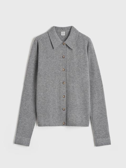 Raglan-sleeve cashmere cardigan grey melange