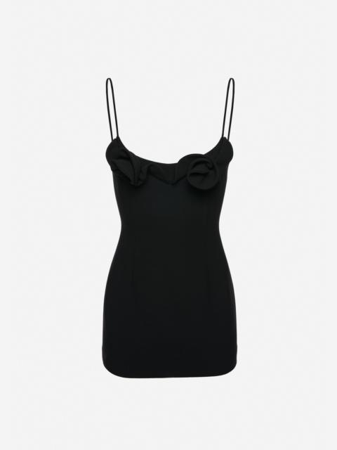 MAGDA BUTRYM Wool mini dress with floral neckline in black