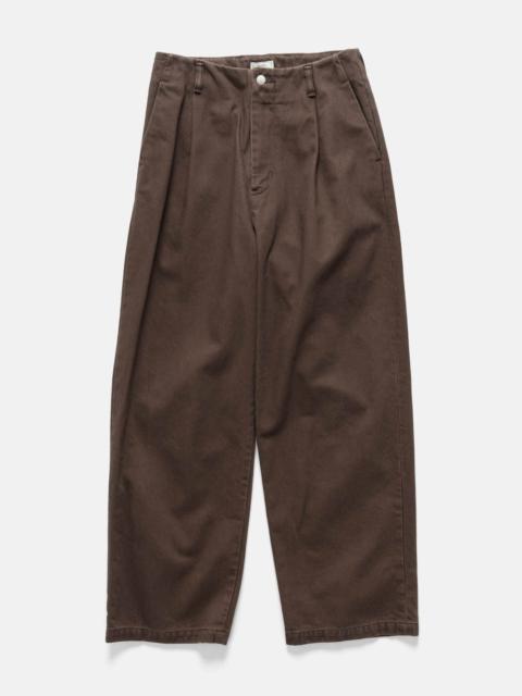 YOKE 1Pleated Wide Tapered Trousers Brown