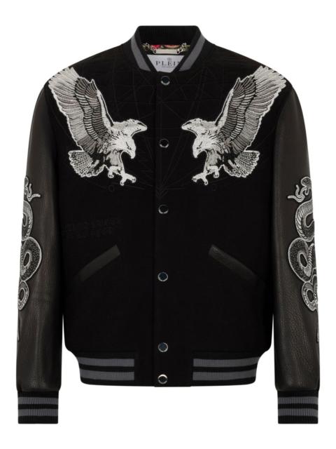 PHILIPP PLEIN leather-sleeves bomber jacket