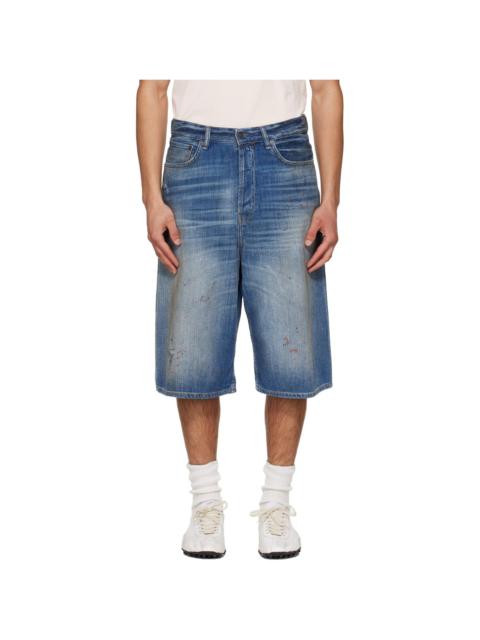 Acne Studios Blue Faded Denim Shorts