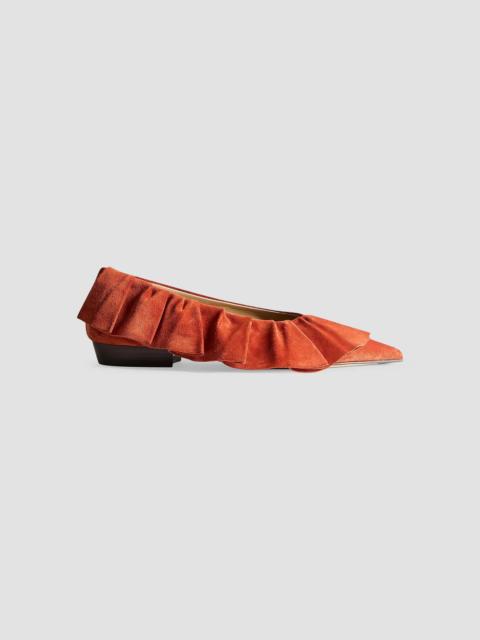 JW Anderson Women's 25MM Ruffled Suede Ballerina Flats - Rust