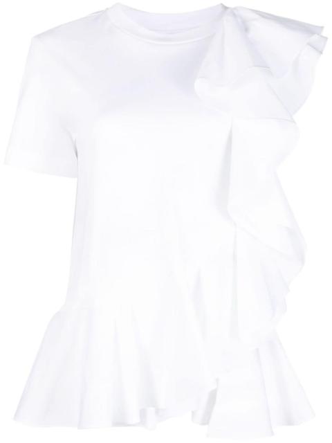 asymmetric ruffled T-shirt