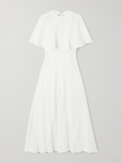 Lanvin Cape-effect Open-knit And Jersey Midi Dress