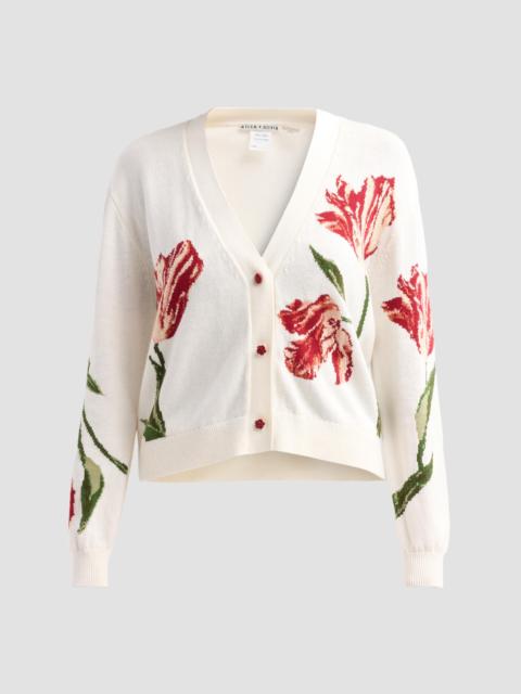 Alice + Olivia Women's Bradley Floral Intarsia-Knit Short Cardigan - Soft White Multi