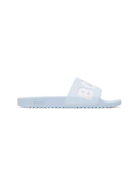 BOSS Blue Italian-Made Large Logo Detail Slides