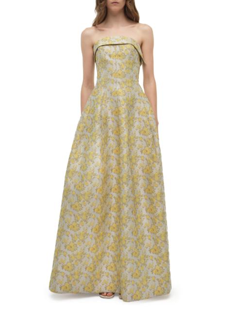 SIMKHAI Women's Octavia Floral Jacquard Strapless Gown - Buttercream