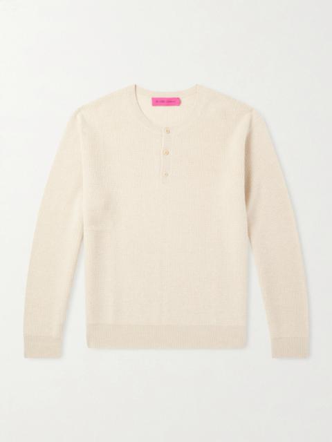 The Elder Statesman Waffle-Knit Cashmere Henley Sweater