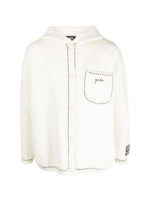 logo-embroidered hooded jacket