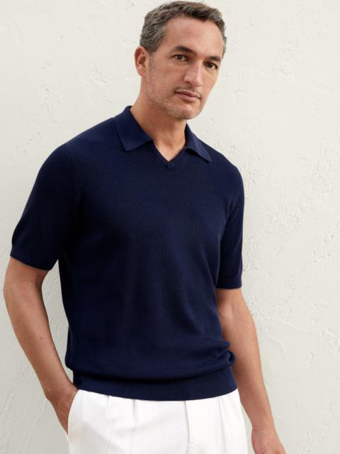 Brunello Cucinelli Cotton English rib polo-style sweater