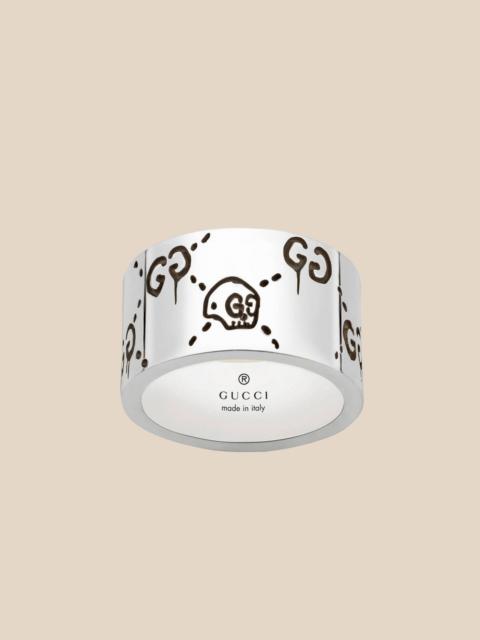 Gucci Ghost 12 mm ring in silver with aureco finish