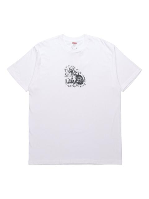 Supreme FW19 Week 17 Eat Me Tee Kitten Printing Short Sleeve Unisex White SUP-FW19-10915