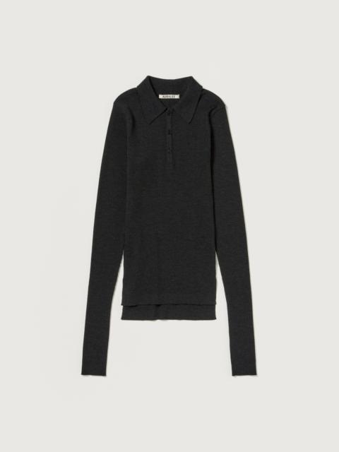 AURALEE SUPER FINE WOOL HIGH GAUGE RIB KNIT POLO