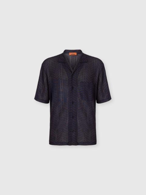 Missoni Viscose knit bowling shirt with Greek key motif