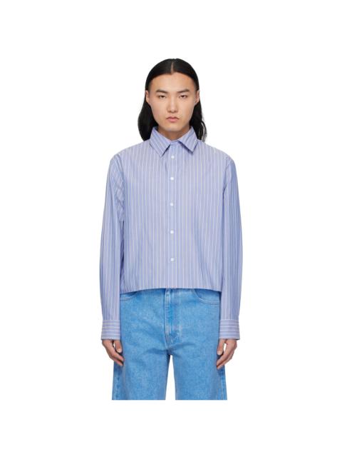 Marni Blue & Off-White Poplin Stripe Long Sleeve Shirt