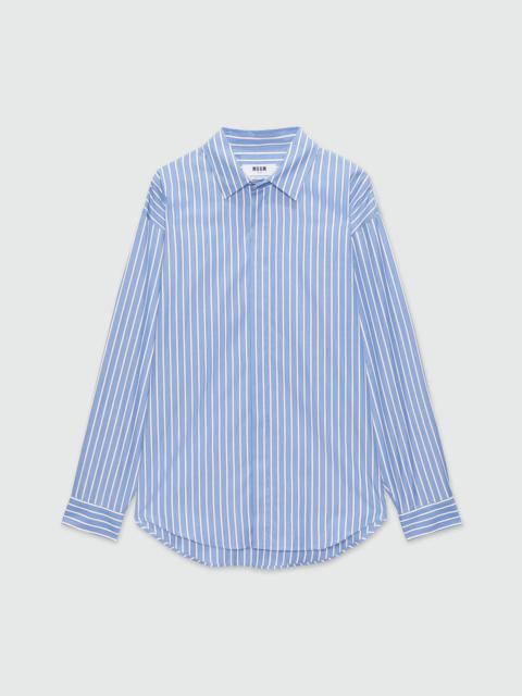 MSGM Striped light blue poplin shirt