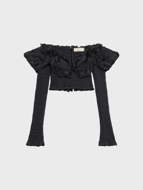 Blumarine TAFFETA TOP WITH BUTTERFLIES