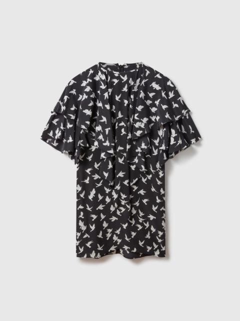 Stella McCartney Layered Short-Sleeve Dove Print Mini Dress