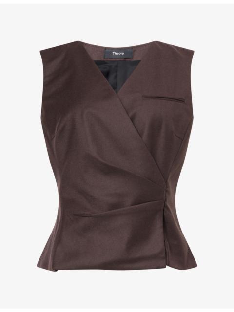Theory Tailored Wrap Pleat Wool Vest