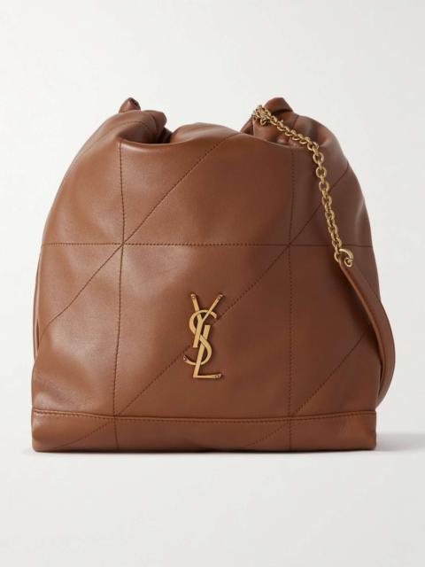 Jamie embellished quilted leather shoulder bag Light brown