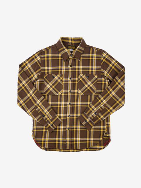 IHSH-378-BRN Ultra Heavy Flannel Crazy Check Work Shirt - Brown