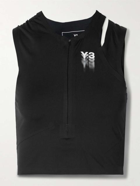 + Y-3 cropped cutout printed stretch recycled tank