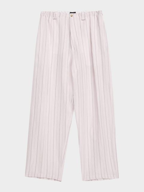 WILLY CHAVARRIA Men's Toluca Striped Oversized Linen-Blend Pants
