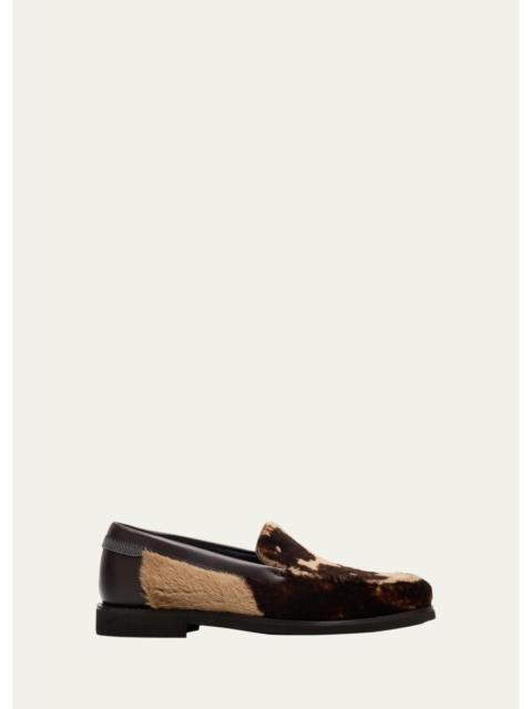 Brunello Cucinelli Cow-Print Calf Hair Loafers