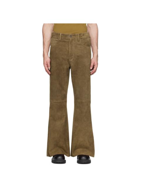 Brown Five-Pocket Leather Pants