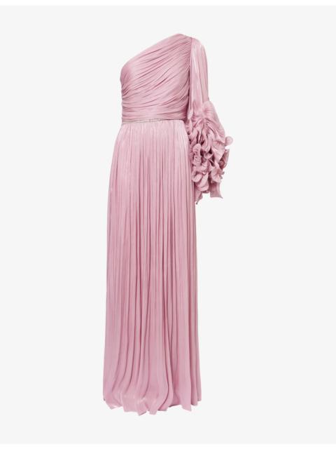COSTARELLOS Aziza Asymmetric Woven Gown