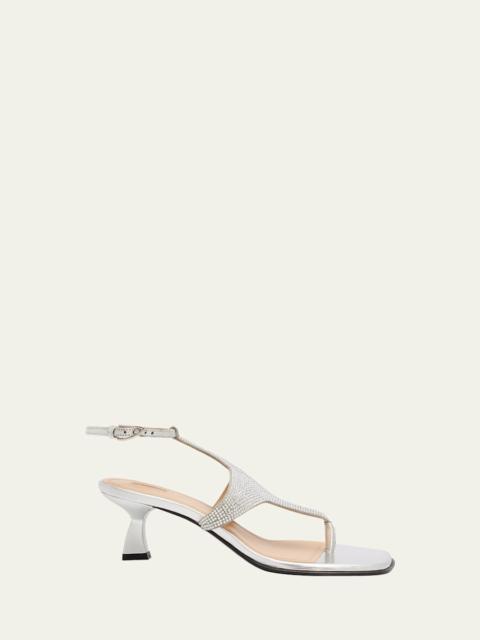 NODALETO Dona Nova Embellished Metallic Leather Kitten-Heel Sandals