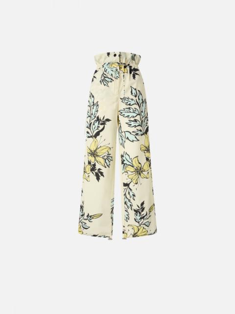 PINKO WIDE FLORAL TROUSERS WITH HIGH WAIST