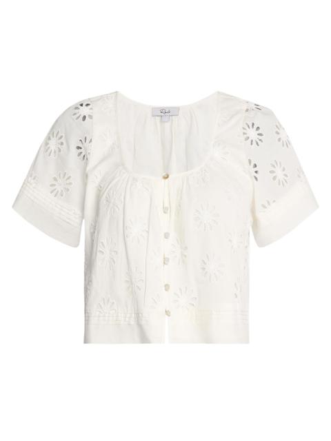 Rails Women's Bambina Floral Cut-Out Cotton Blouse - White
