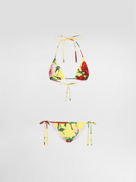 Triangle bikini with floral bouquet print