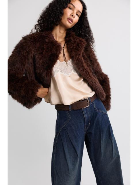 FREE PEOPLE Supernova Cropped Faux Fur Jacket