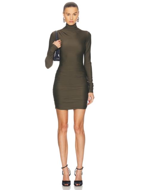 THE ANDAMANE Oleandra Turtleneck Draped Mini Dress
