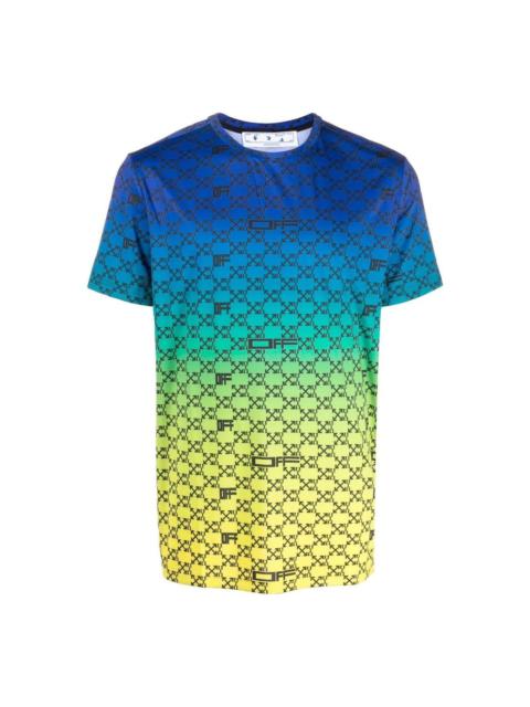 Off-White Off-White SS22 Alphabet Geometry Pattern Full Print Gradient Short Sleeve Blue OMVA034S22FAB0018410