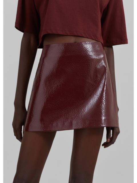The Frankie Shop Mary Crackled Faux Leather Mini Skirt - Burgundy