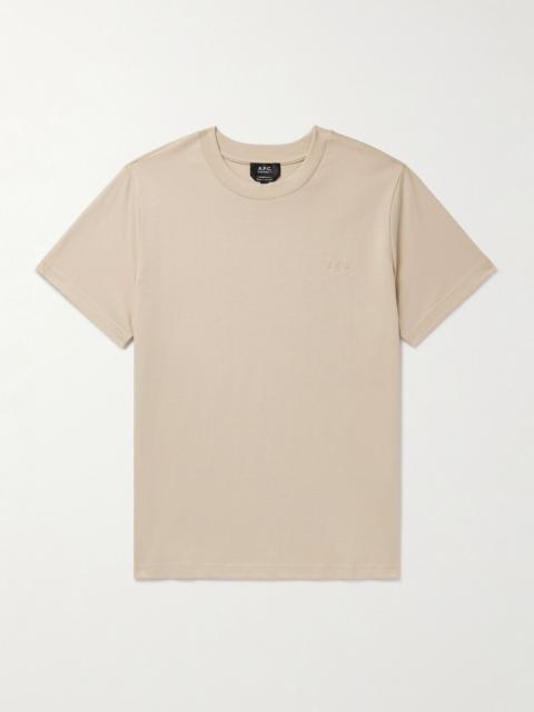 A.P.C. Logo-Embroidered Organic Cotton-Jersey T-Shirt Beige
