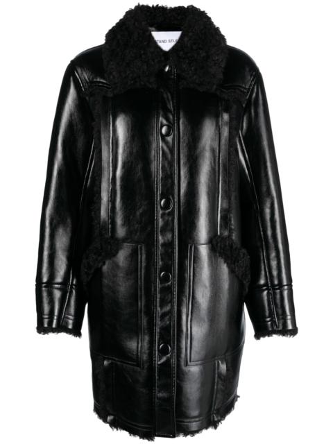 STAND STUDIO Black Ramona Faux-Leather Coat