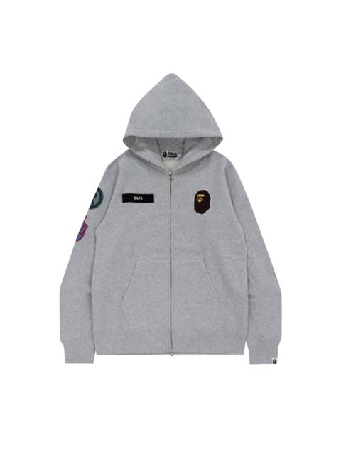 BAPE Military Patch Heavy Weight Zip Hoodie 'Grey'