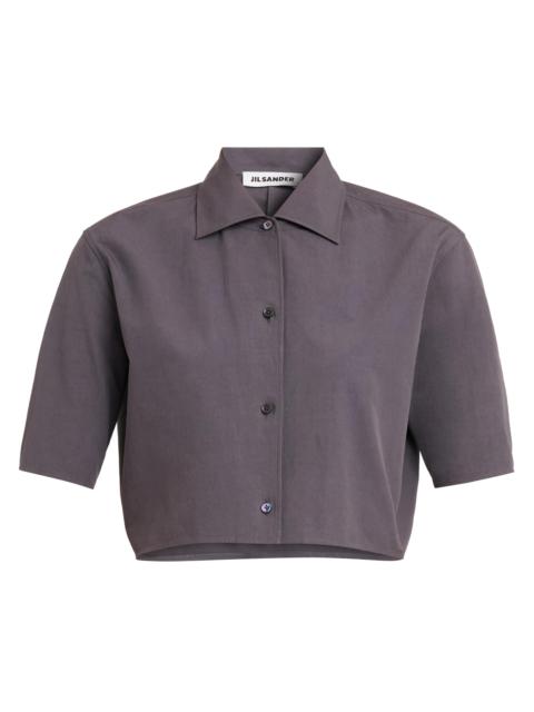 Jil Sander Women's Cotton Poplin Crop Shirt - Tarmac