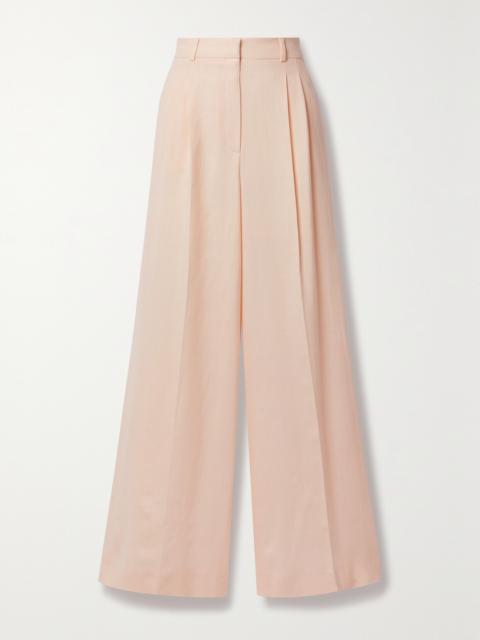 Loro Piana Nyack Pleated Linen And Wool-blend Wide-leg Pants
