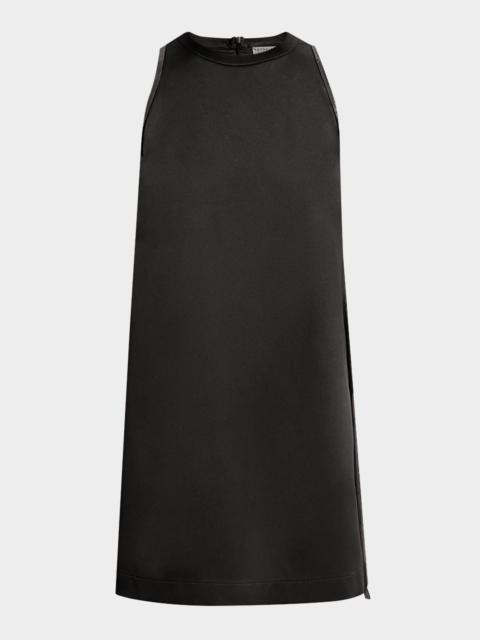 Brunello Cucinelli Monili-Side Sleeveless Satin Mini Dress